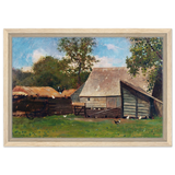 Barnyard Scene – Winslow Homer Rustic Americana Wall Art Print - Framed Canvas - 30x45 cm / 12x18″ - Wood frame