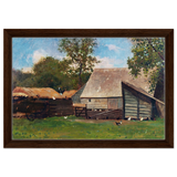 Barnyard Scene – Winslow Homer Rustic Americana Wall Art Print - Framed Canvas - 30x45 cm / 12x18″ - Dark wood frame
