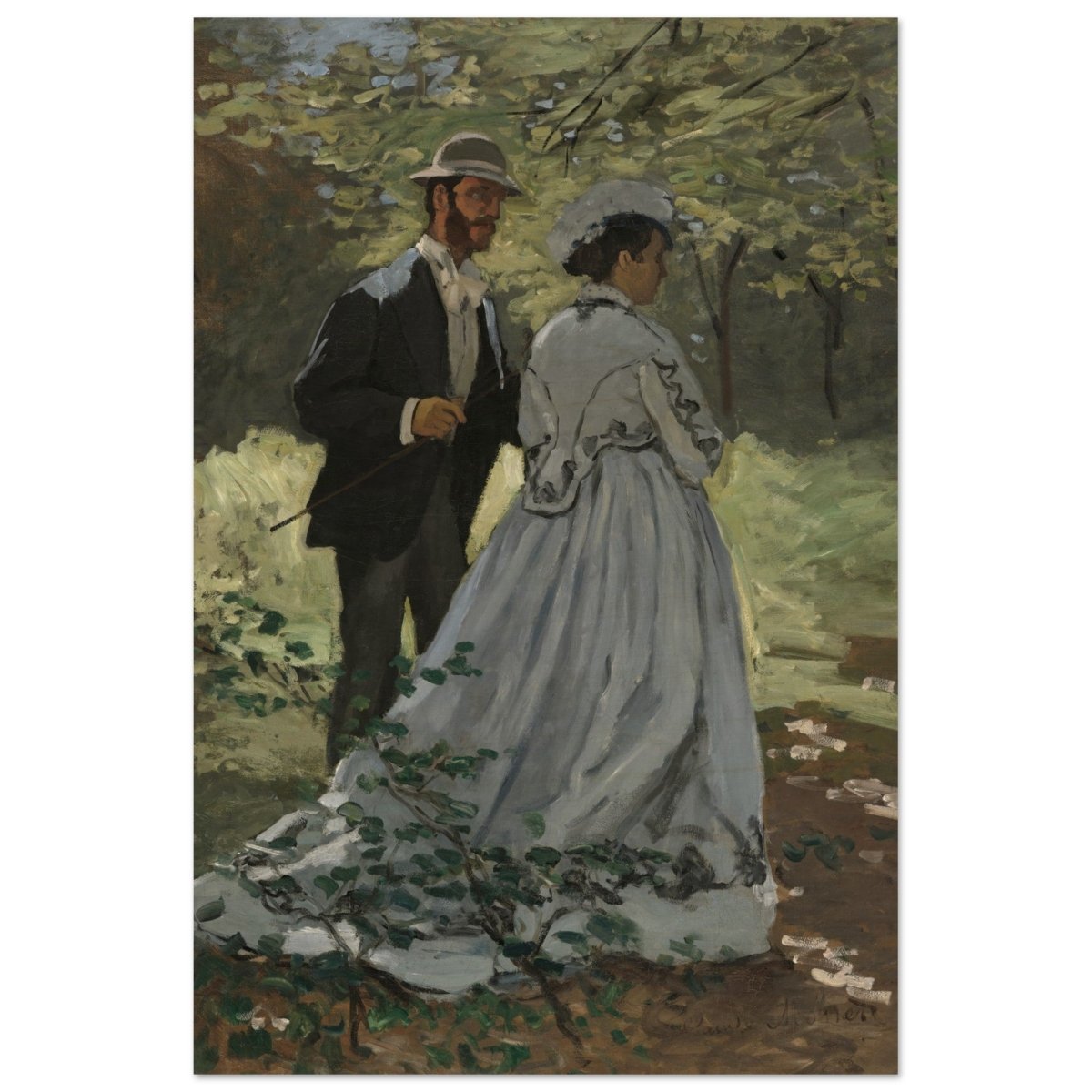 Bazille and Camille (Study for "Déjeuner sur l'Herbe"), 1865 by Claude Monet | Vintage Art Wall art print - Wood Prints - 50x75 cm / 20x30″ - 
