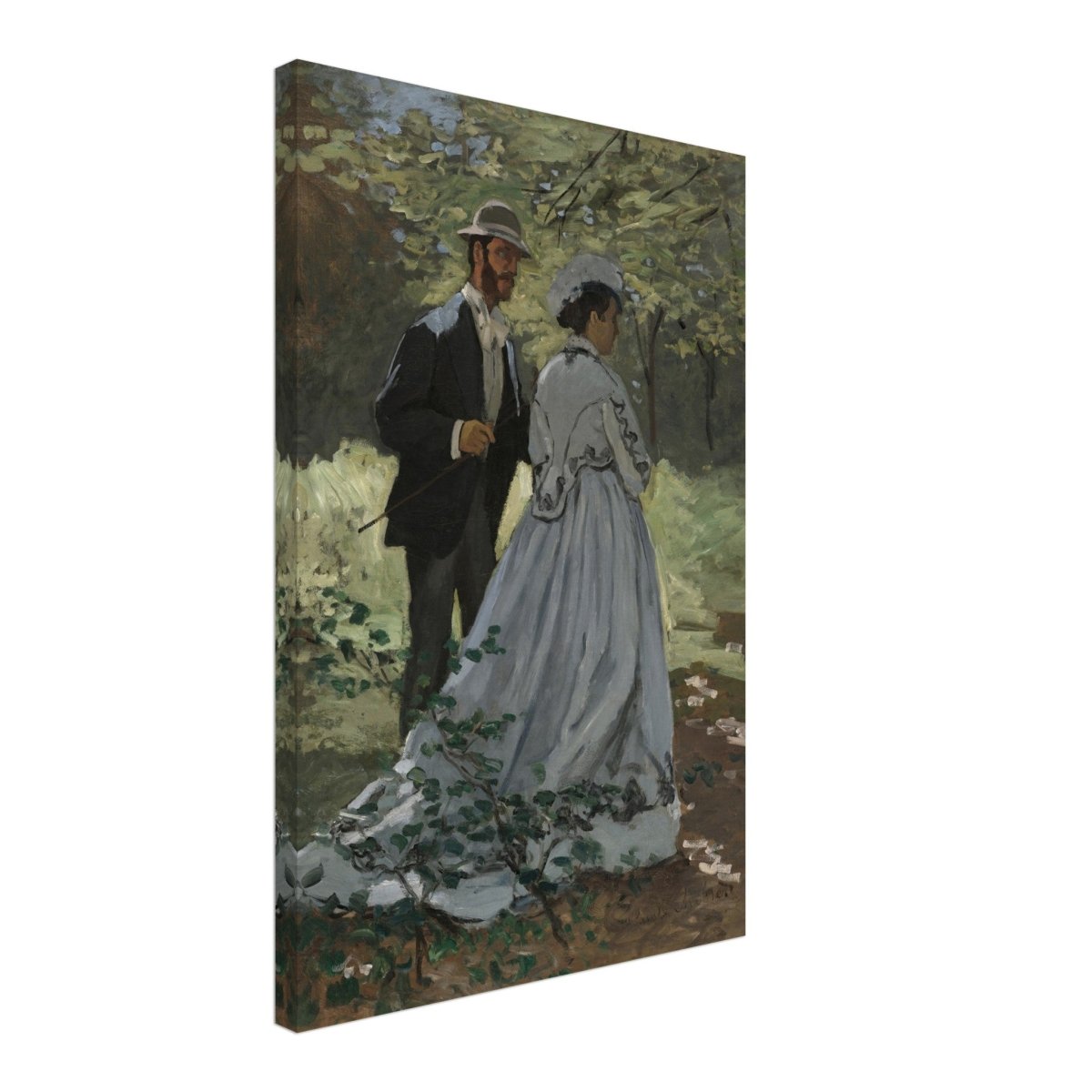 Bazille and Camille (Study for "Déjeuner sur l'Herbe"), 1865 by Claude Monet | Vintage Art Wall art print - Canvas - 40x60 cm / 16x24″ - 