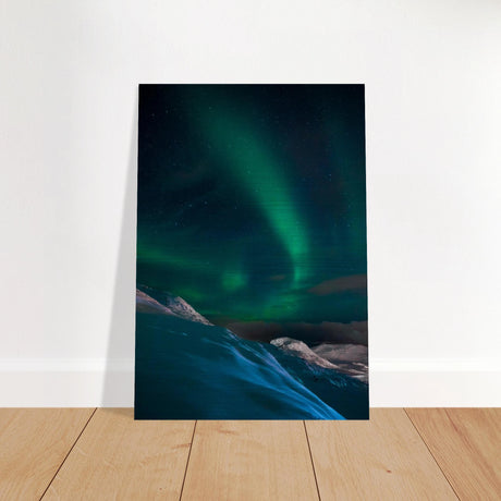 celestial veil dancing lights over arctic silence fine art photography northern lights wall art print70x100 cm / 28x40″Brushed Aluminum Print
