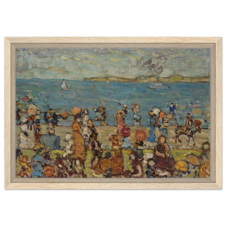 Beach Scene 1910 - 1913 by Maurice Prendergast | Vintage wall art print - Framed Canvas - 30x45 cm / 12x18″ - Wood frame