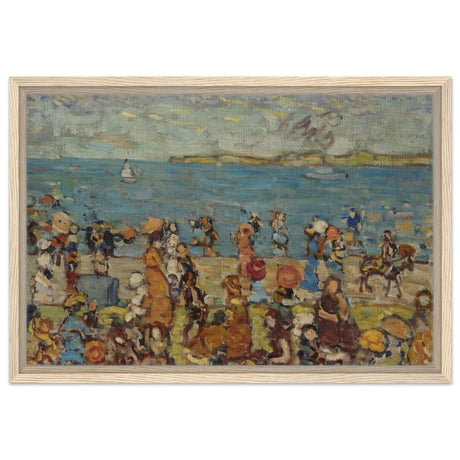 Beach Scene 1910 - 1913 by Maurice Prendergast | Vintage wall art print - Framed Canvas - 40x60 cm / 16x24″ - Wood frame