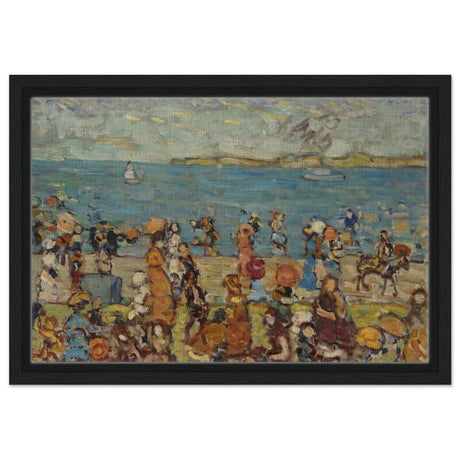 Beach Scene 1910 - 1913 by Maurice Prendergast | Vintage wall art print - Framed Canvas - 30x45 cm / 12x18″ - Black frame