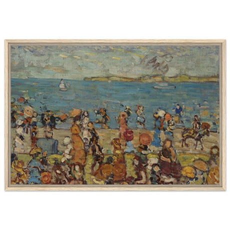 Beach Scene 1910 - 1913 by Maurice Prendergast | Vintage wall art print - Framed Canvas - 60x90 cm / 24x36″ - Wood frame