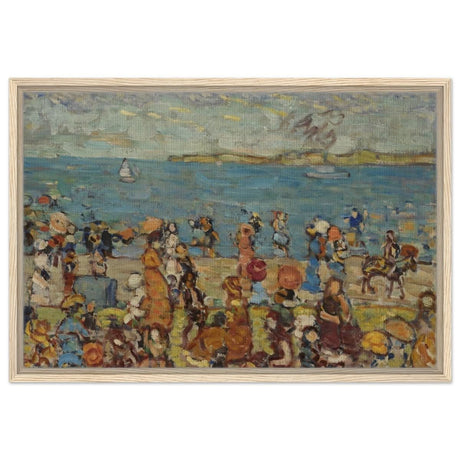 Beach Scene 1910 - 1913 by Maurice Prendergast | Vintage wall art print - Framed Canvas - 50x75 cm / 20x30″ - Wood frame