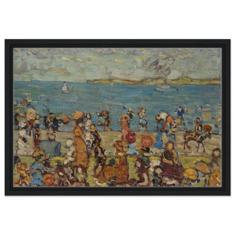 Beach Scene 1910 - 1913 by Maurice Prendergast | Vintage wall art print - Framed Canvas - 40x60 cm / 16x24″ - Black frame