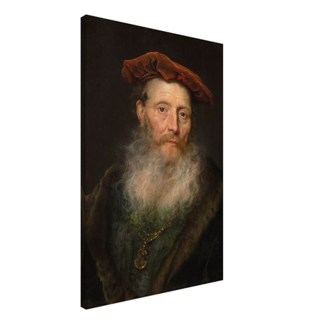 Bearded Man with a Velvet Cap by Govert Flinck | Vintage Wall art print - Canvas - 50x75 cm / 20x30″ - 
