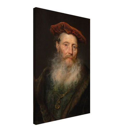 Bearded Man with a Velvet Cap by Govert Flinck | Vintage Wall art print - Canvas - 40x60 cm / 16x24″ - 