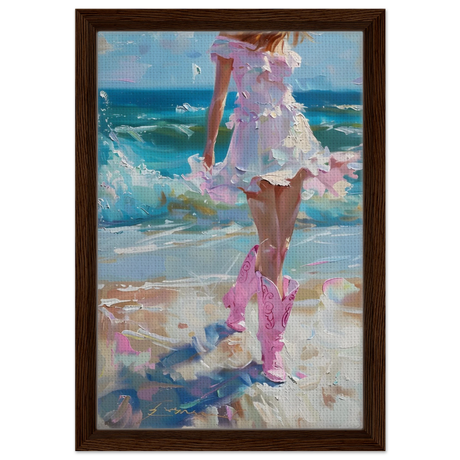 seaside sass pink boots ocean breeze wall art print30x45 cm / 12x18″Canvas