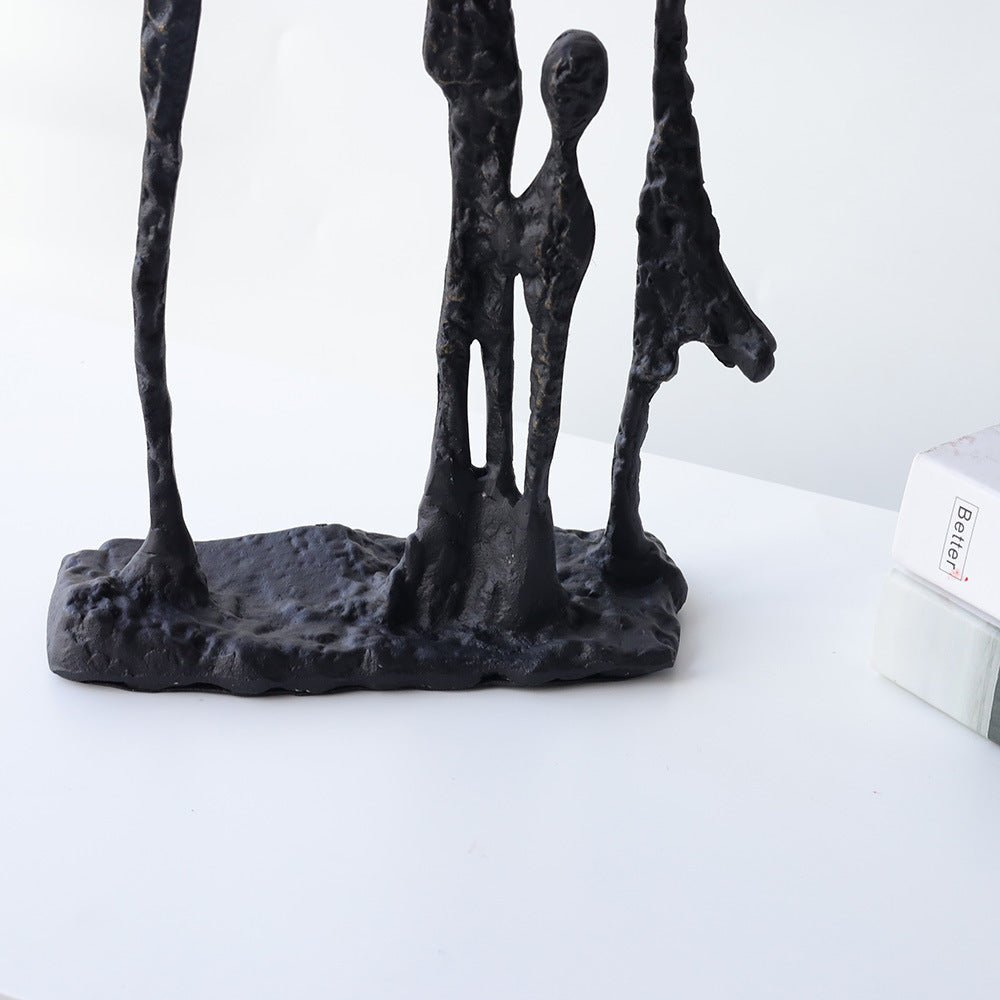 Black Bronze Cast Iron Metal Sculpture Soft Decoration Ornaments - 240x90x550mm - Black - 