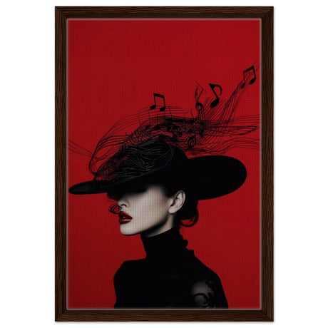 Black Melody | Da Vinci Modern Wall art Print | Eclectic Expressions - Framed Canvas - 40x60 cm / 16x24″ - Dark wood frame