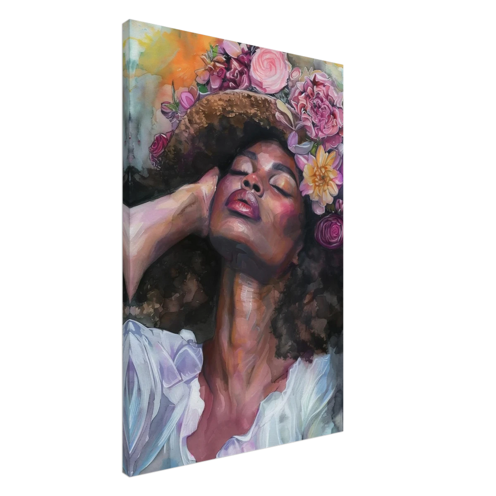 "Bloom in Serenity" – Floral Portrait Watercolor Art | Wall art Print - Canvas - 60x90 cm / 24x36″ - 