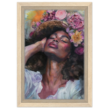 "Bloom in Serenity" – Floral Portrait Watercolor Art | Wall art Print - Framed Canvas - 20x30 cm / 8x12″ - Wood frame