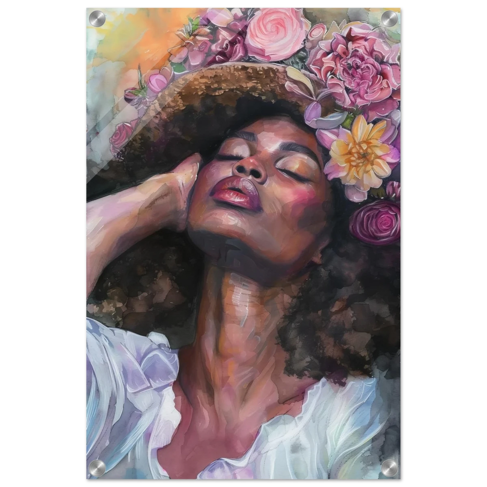 "Bloom in Serenity" – Floral Portrait Watercolor Art | Wall art Print - Acrylic Print - 40x60 cm / 16x24″ - 