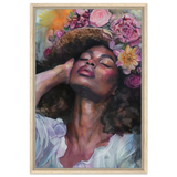 "Bloom in Serenity" – Floral Portrait Watercolor Art | Wall art Print - Framed Canvas - 50x75 cm / 20x30″ - Wood frame
