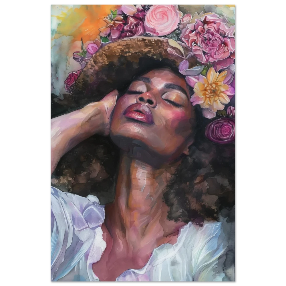 "Bloom in Serenity" – Floral Portrait Watercolor Art | Wall art Print - Aluminum Print - 30x45 cm / 12x18″ - 