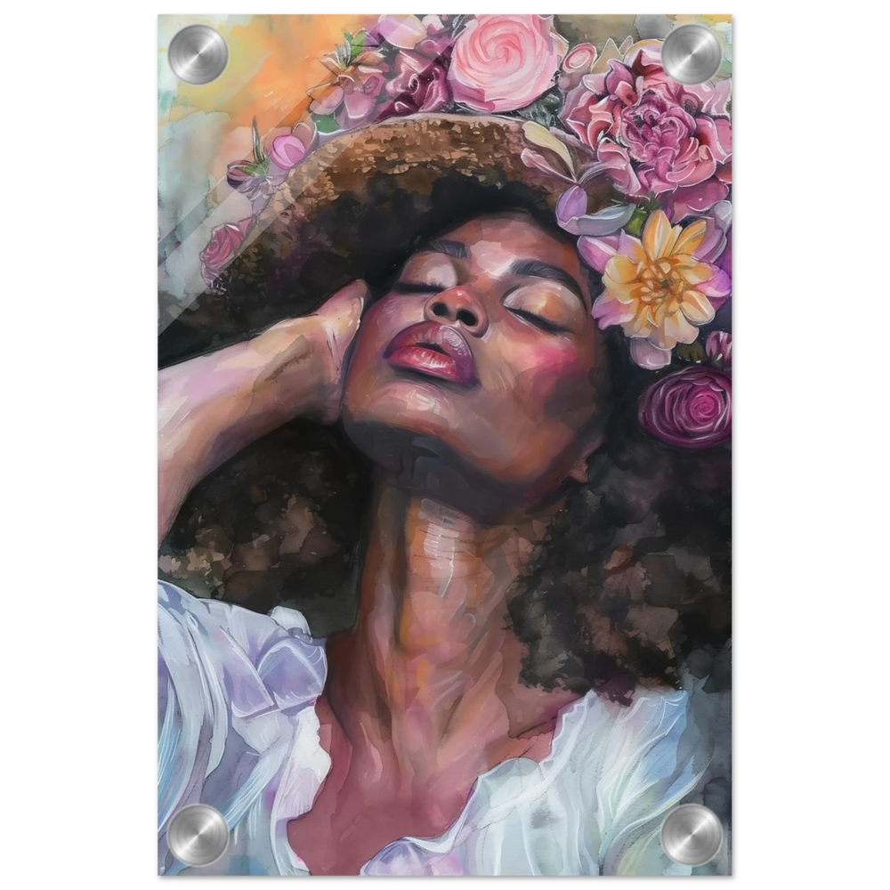 "Bloom in Serenity" – Floral Portrait Watercolor Art | Wall art Print - Acrylic Print - 20x30 cm / 8x12″ - 