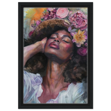 "Bloom in Serenity" – Floral Portrait Watercolor Art | Wall art Print - Framed Canvas - 30x45 cm / 12x18″ - Black frame