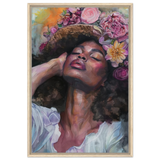 "Bloom in Serenity" – Floral Portrait Watercolor Art | Wall art Print - Framed Canvas - 60x90 cm / 24x36″ - Wood frame