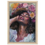 "Bloom in Serenity" – Floral Portrait Watercolor Art | Wall art Print - Framed Canvas - 30x45 cm / 12x18″ - Wood frame