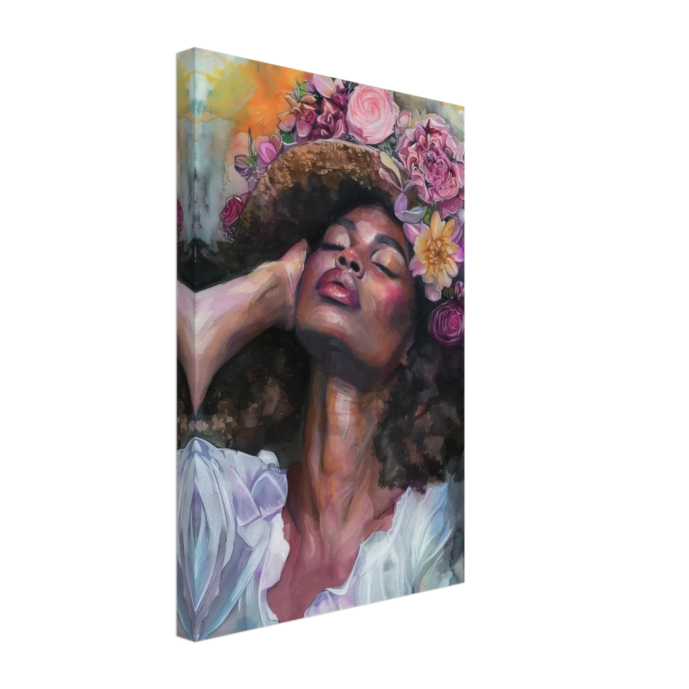 "Bloom in Serenity" – Floral Portrait Watercolor Art | Wall art Print - Canvas - 30x45 cm / 12x18″ - 