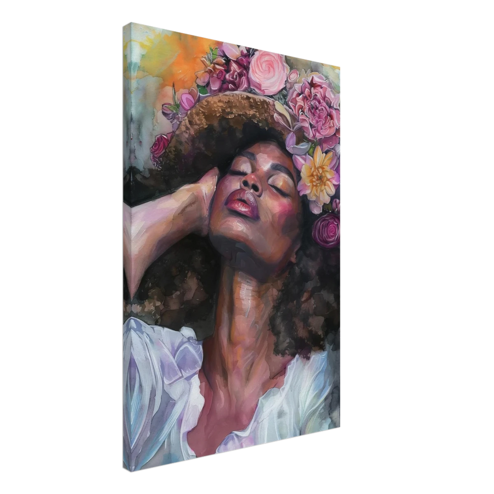 "Bloom in Serenity" – Floral Portrait Watercolor Art | Wall art Print - Canvas - 50x75 cm / 20x30″ - 