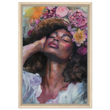 "Bloom in Serenity" – Floral Portrait Watercolor Art | Wall art Print - Framed Canvas - 40x60 cm / 16x24″ - Wood frame