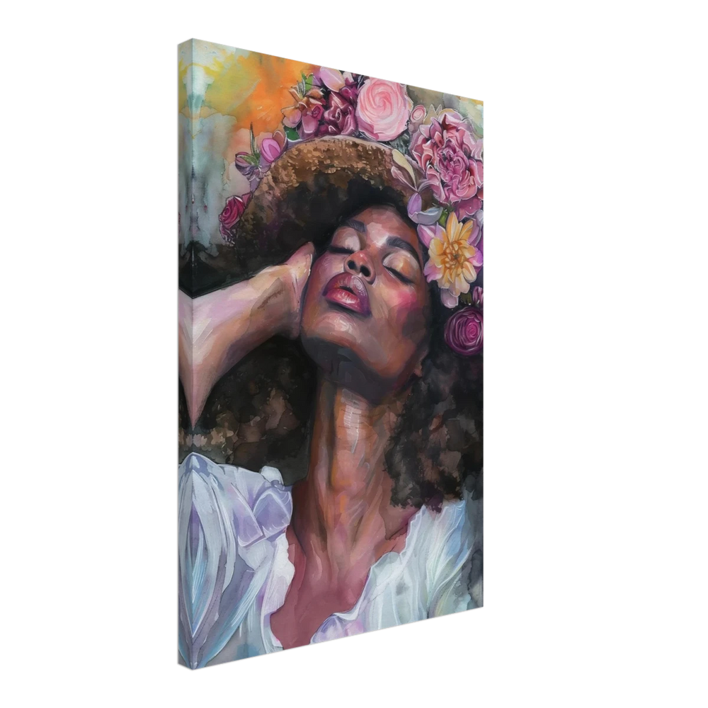 "Bloom in Serenity" – Floral Portrait Watercolor Art | Wall art Print - Canvas - 40x60 cm / 16x24″ - 