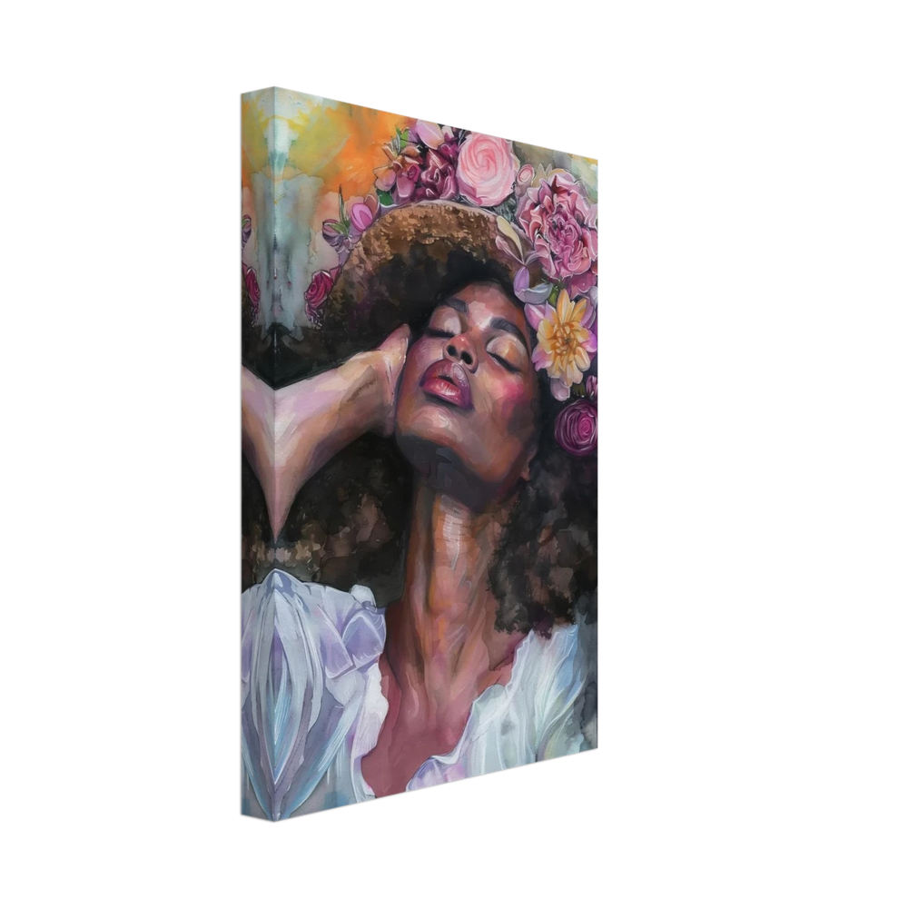 "Bloom in Serenity" – Floral Portrait Watercolor Art | Wall art Print - Canvas - 20x30 cm / 8x12″ - 