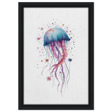 "Bloom in the Deep" – Abstract Jellyfish Wall Art Print - Framed Canvas - 30x45 cm / 12x18″ - Black frame