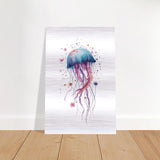 "Bloom in the Deep" – Abstract Jellyfish Wall Art Print - Brushed Aluminum Print - 20x30 cm / 8x12″ - 