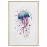 "Bloom in the Deep" – Abstract Jellyfish Wall Art Print - Framed Canvas - 60x90 cm / 24x36″ - Wood frame