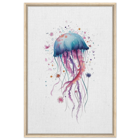 "Bloom in the Deep" – Abstract Jellyfish Wall Art Print - Framed Canvas - 60x90 cm / 24x36″ - Wood frame