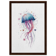 "Bloom in the Deep" – Abstract Jellyfish Wall Art Print - Framed Canvas - 40x60 cm / 16x24″ - Dark wood frame