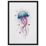 "Bloom in the Deep" – Abstract Jellyfish Wall Art Print - Framed Canvas - 50x75 cm / 20x30″ - Black frame