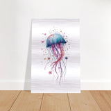 "Bloom in the Deep" – Abstract Jellyfish Wall Art Print - Brushed Aluminum Print - 30x45 cm / 12x18″ - 