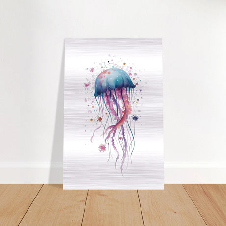 "Bloom in the Deep" – Abstract Jellyfish Wall Art Print - Brushed Aluminum Print - 30x45 cm / 12x18″ - 