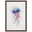"Bloom in the Deep" – Abstract Jellyfish Wall Art Print - Framed Canvas - 50x75 cm / 20x30″ - Dark wood frame