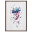 "Bloom in the Deep" – Abstract Jellyfish Wall Art Print - Framed Canvas - 60x90 cm / 24x36″ - Dark wood frame