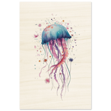 "Bloom in the Deep" – Abstract Jellyfish Wall Art Print - Wood Prints - 60x90 cm / 24x36″ - 