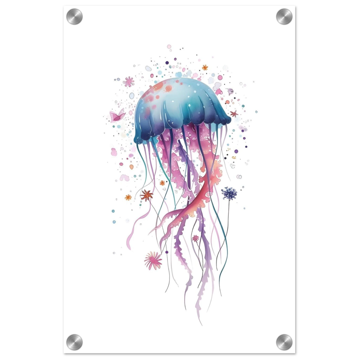 "Bloom in the Deep" – Abstract Jellyfish Wall Art Print - Acrylic Print - 30x45 cm / 12x18″ - 