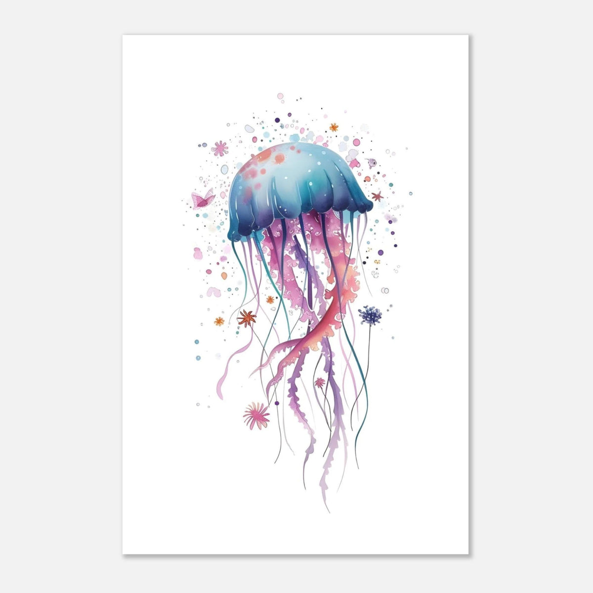 "Bloom in the Deep" – Abstract Jellyfish Wall Art Print - Aluminum Print - 20x30 cm / 8x12″ - 