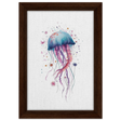 "Bloom in the Deep" – Abstract Jellyfish Wall Art Print - Framed Canvas - 20x30 cm / 8x12″ - Dark wood frame