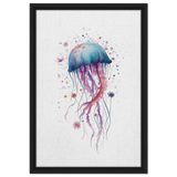 "Bloom in the Deep" – Abstract Jellyfish Wall Art Print - Framed Canvas - 40x60 cm / 16x24″ - Black frame