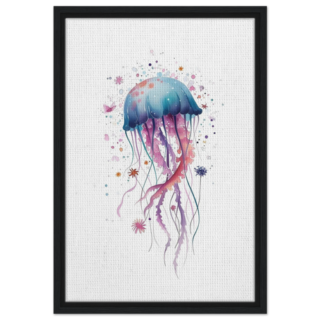 "Bloom in the Deep" – Abstract Jellyfish Wall Art Print - Framed Canvas - 40x60 cm / 16x24″ - Black frame
