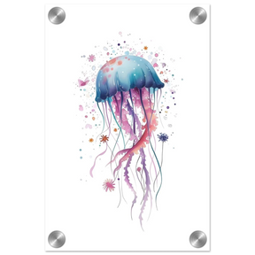 "Bloom in the Deep" – Abstract Jellyfish Wall Art Print - Acrylic Print - 20x30 cm / 8x12″ - 