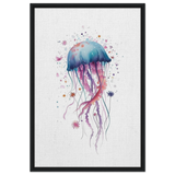 "Bloom in the Deep" – Abstract Jellyfish Wall Art Print - Framed Canvas - 60x90 cm / 24x36″ - Black frame