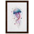 "Bloom in the Deep" – Abstract Jellyfish Wall Art Print - Framed Canvas - 30x45 cm / 12x18″ - Dark wood frame