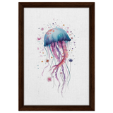 "Bloom in the Deep" – Abstract Jellyfish Wall Art Print - Framed Canvas - 30x45 cm / 12x18″ - Dark wood frame